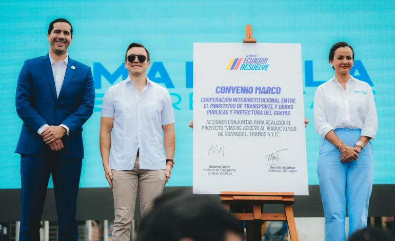 Prefectura del Guayas firma convenio para construir 24,5 Kilómetros de vías de acceso al Quinto Puente